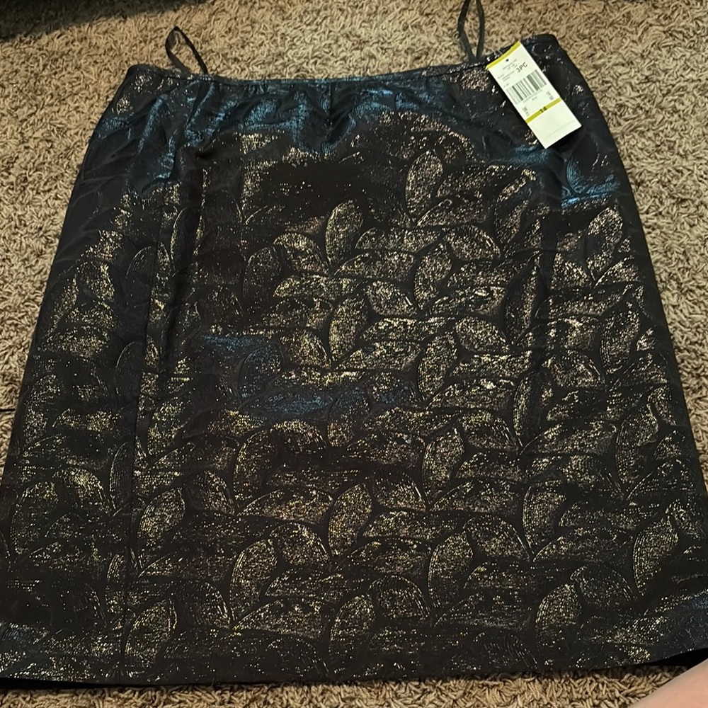Kasper Black and Tan Mini Pencil Skirt Embellished